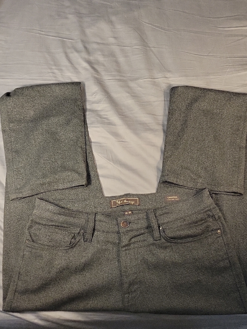 34 HERITAGE CHARISMA RISE CLASSIC FIT CHARCOAL GREY SOFT DRESS PANTS 34X 36